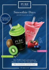 Fit durch den Winter mit PURE – Smoothie Days für unsere Mitglieder! 🍓🥭🍏